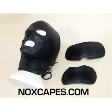 UNLINED TIGHT HOOD WITH EYE GAG AND MOUTH PATCH- genuine leather