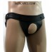 LEATHER JOCKSTRAP WITH DETACHABLE BULGE AND METAL RINGS